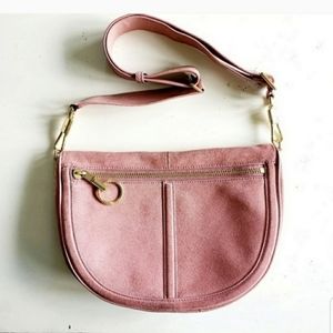 Elizabeth and James Gold Pink Suede Leather Purse